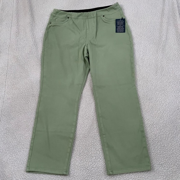 Coldwater Creek ShapeMe Classic Jeans 16P High-Rise Straight Leg Agave Green New - Picture 15 of 15